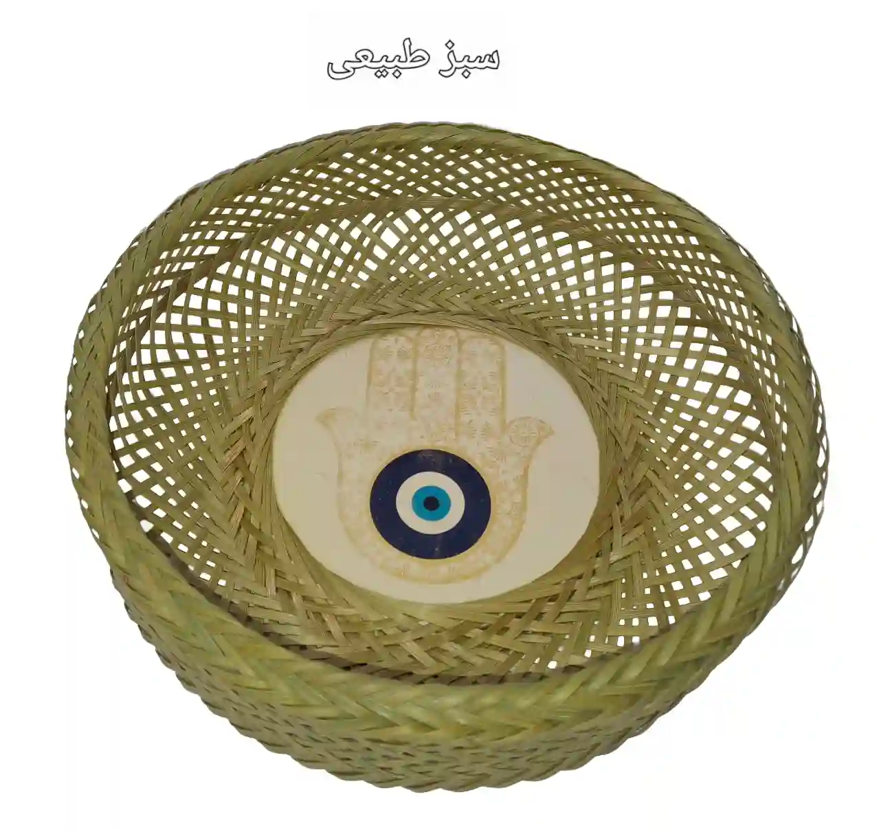 دیوارکوب حصیری بامبو بافت خورشیدی ترکیب با سفال کد2
