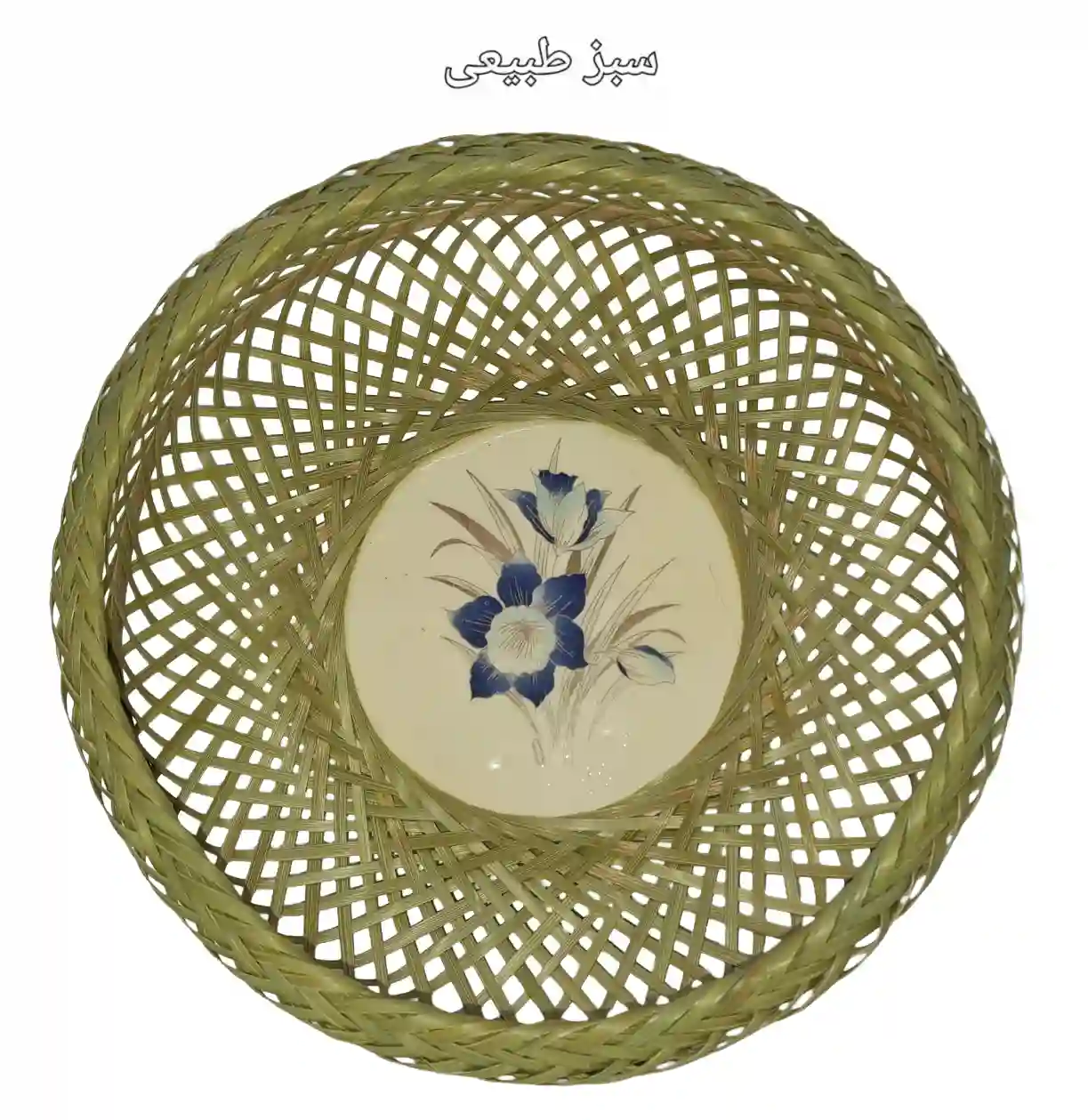 دیوارکوب حصیری بامبو خورشیدی ترکیب با سفال کد1