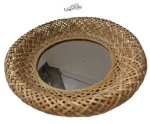 دیوارکوب حصیری بامبو لبه برگردان ترکیب با آینه کد91